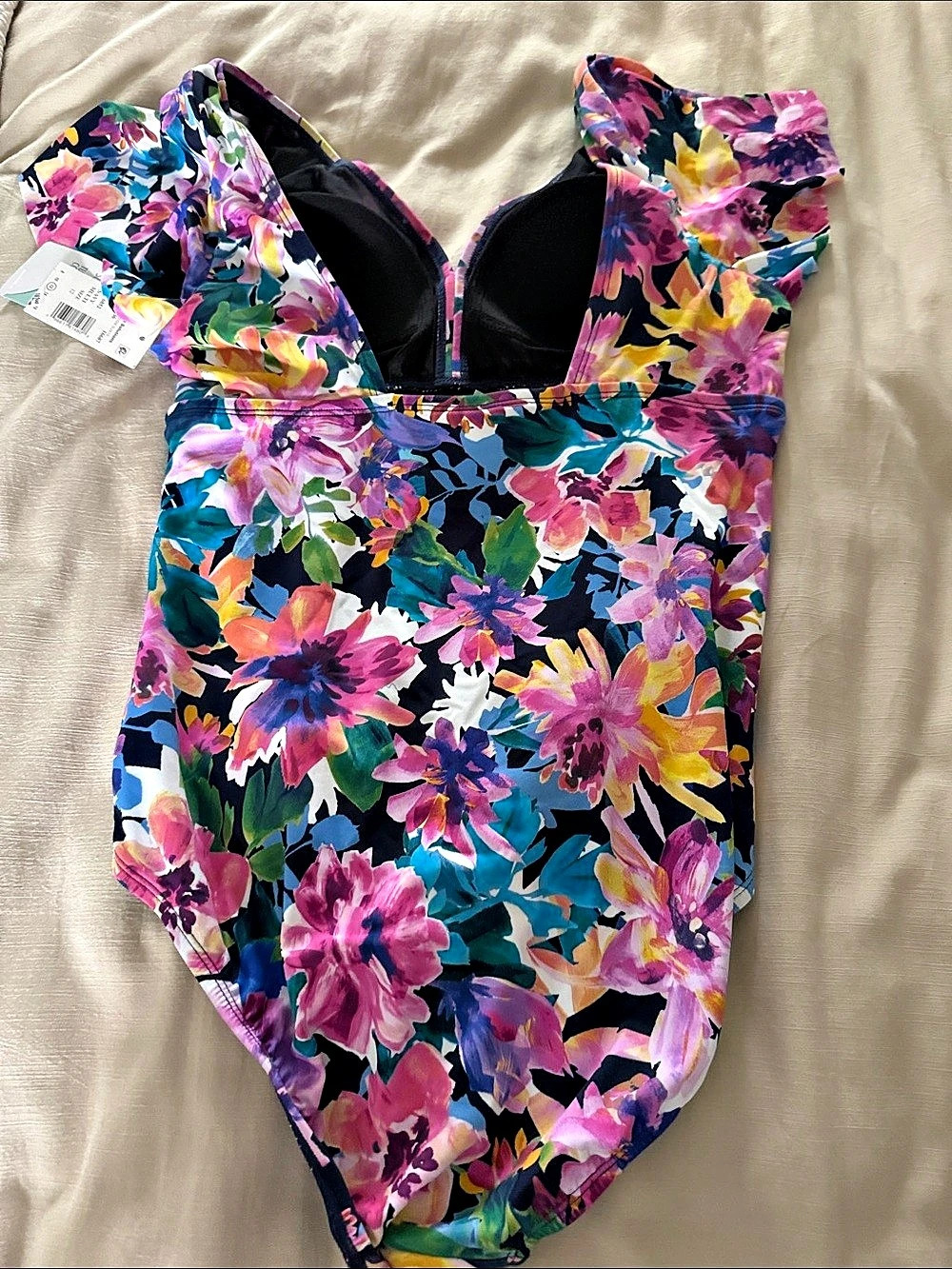 Created for Macy's Floral One-Piece Swimsuit in Blue & Pink NWT - Picture 7 of 7